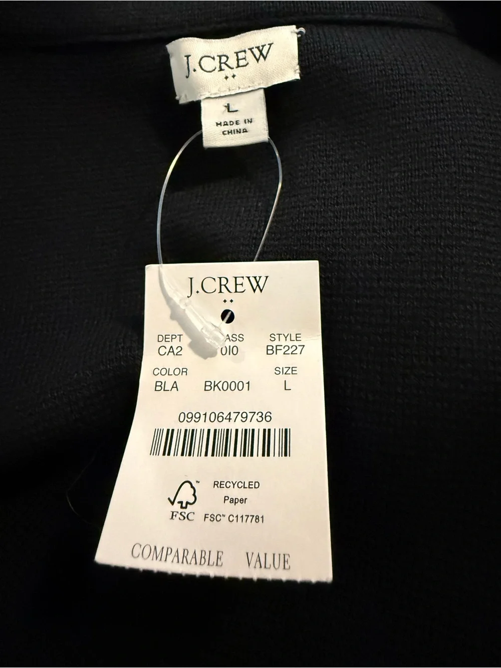 NWT J Crew Schoolboy Sweater/Blazer Women's Size Large Black One-Button Closure